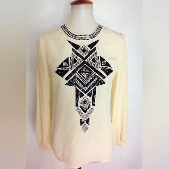 TRINA TURK SILK EMBELLISHED BLOUSE - Picture 1 of 8
